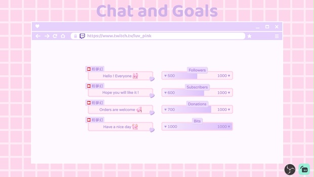 Pink Purple Heart Chat And Goals For Stream Twitch Facebook