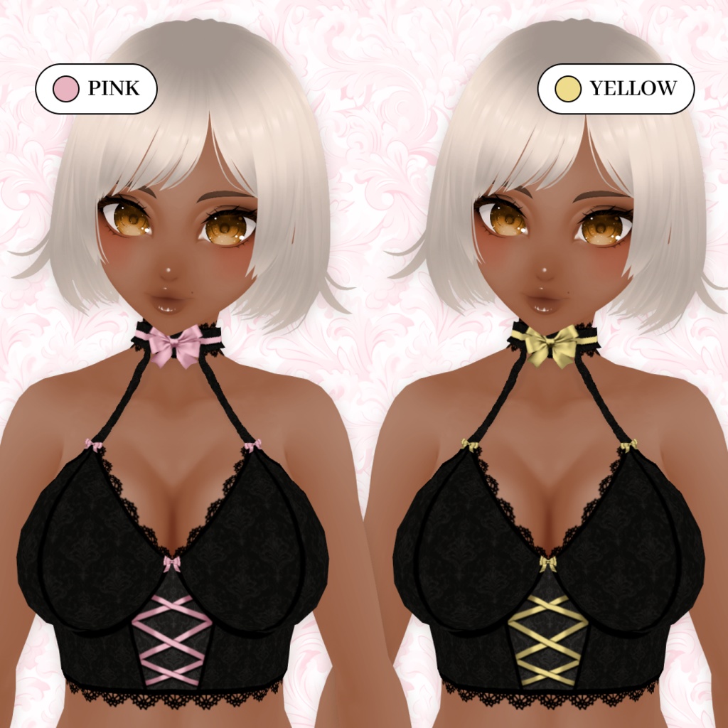 Black Lace Camisole With Pastel Bows Gothic Top Vroid Nyxgothica