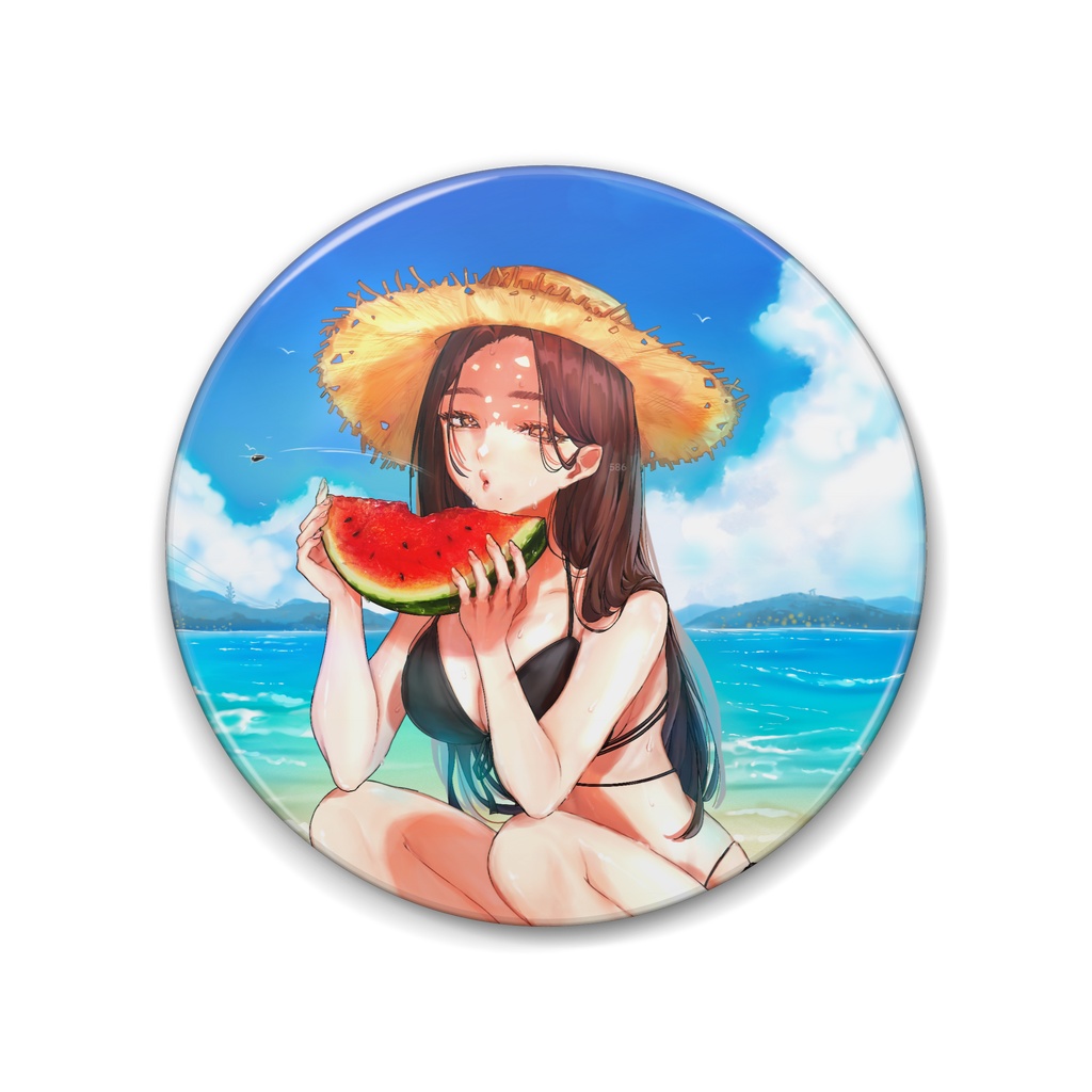 夏デザインの缶バッジ