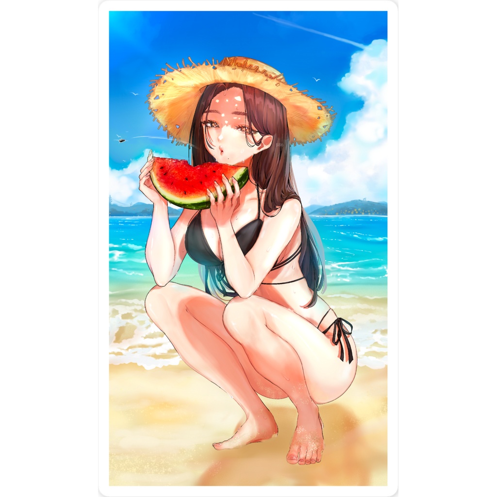 夏を感じさせるデザインのスマホステッカー