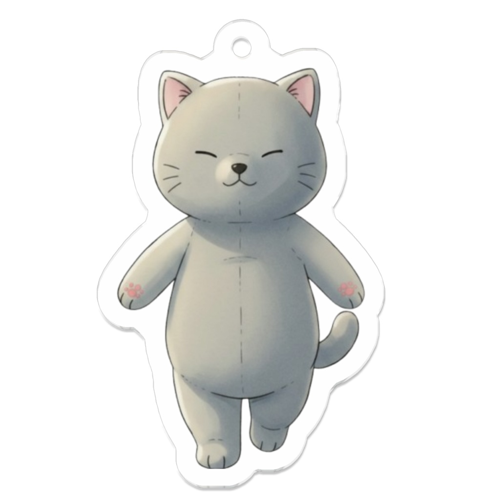 【すんたん🍀】 ぬいぐるみのようなねこのアクリルキーホルダー