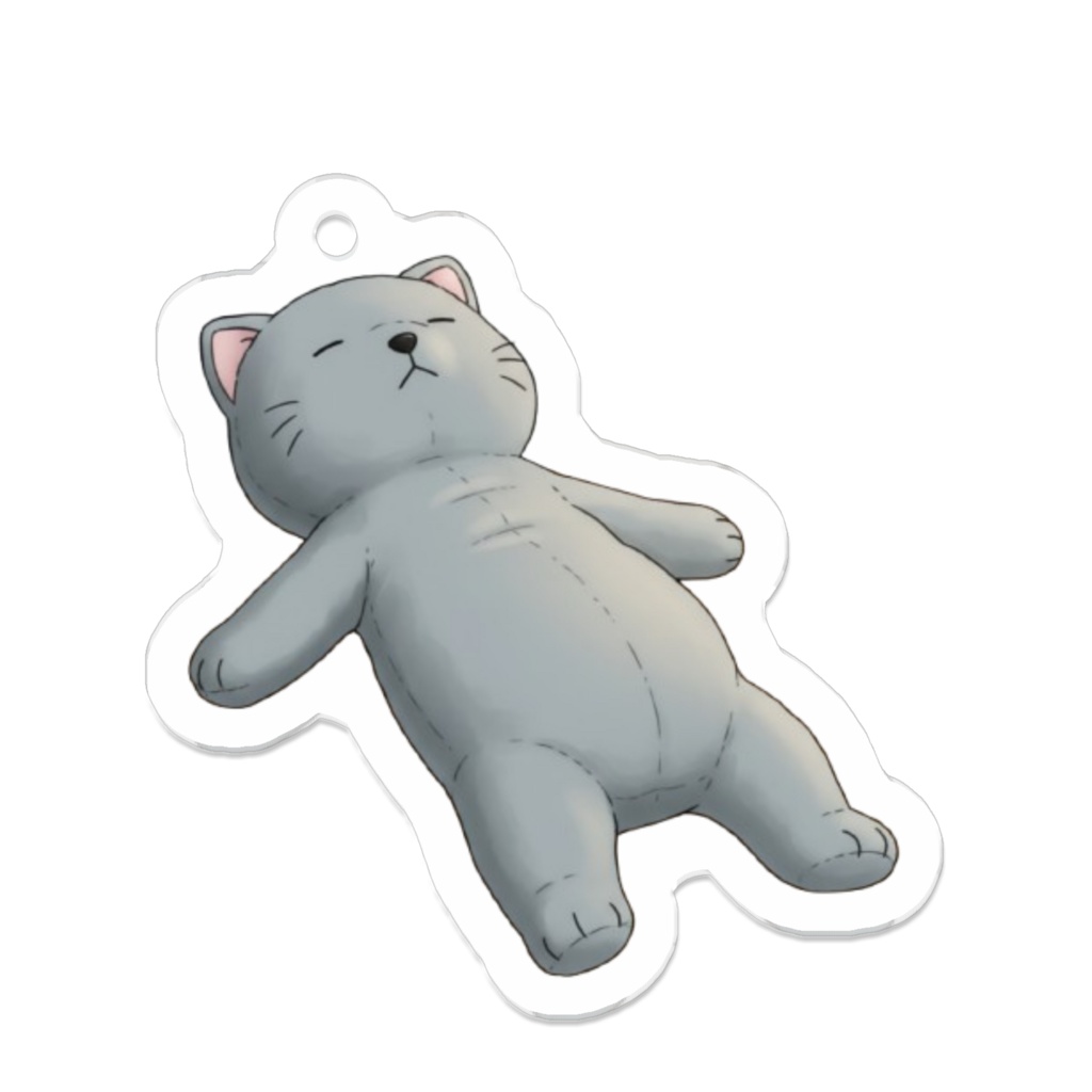 【すんたん🍀】 ぬいぐるみのようなねこのアクリルキーホルダー