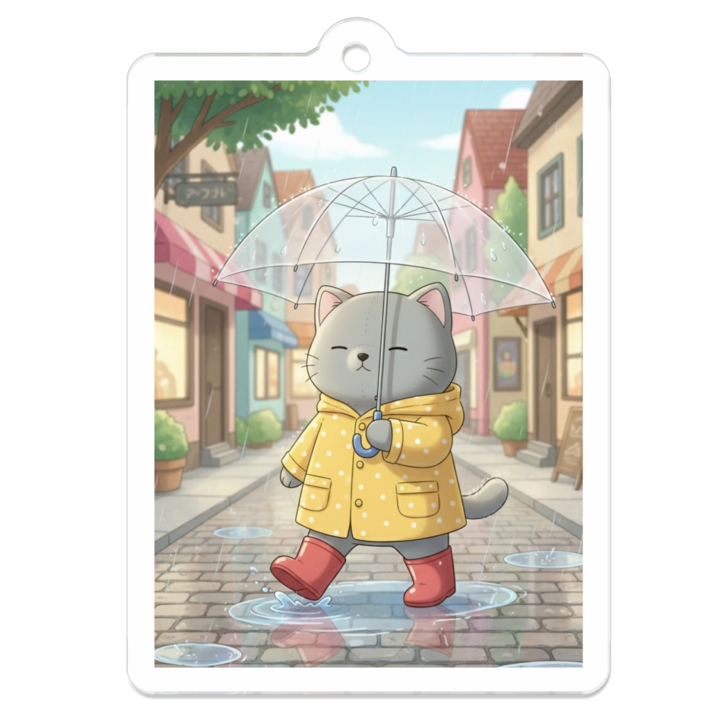 【すんたん🍀】 ぬいぐるみのようなねこのアクリルキーホルダー