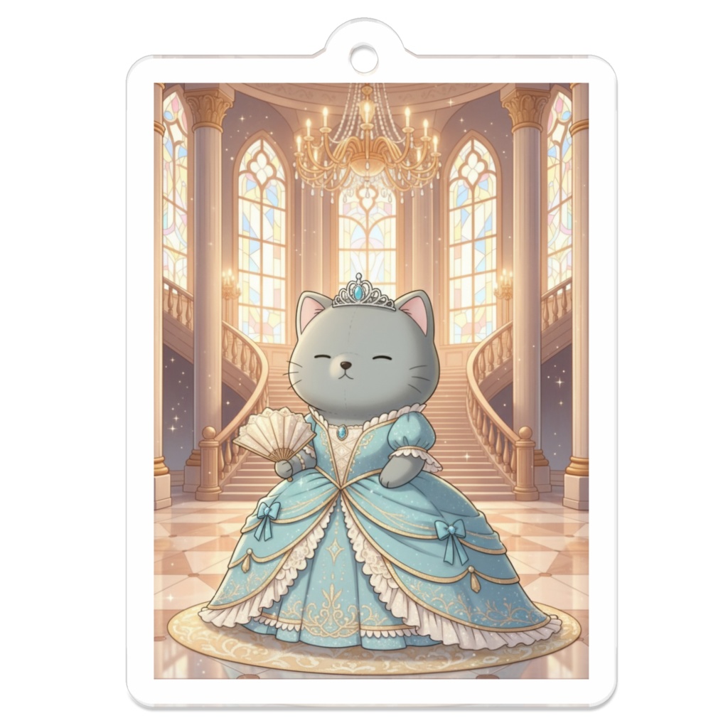 【すんたん🍀】 ぬいぐるみのようなねこのアクリルキーホルダー