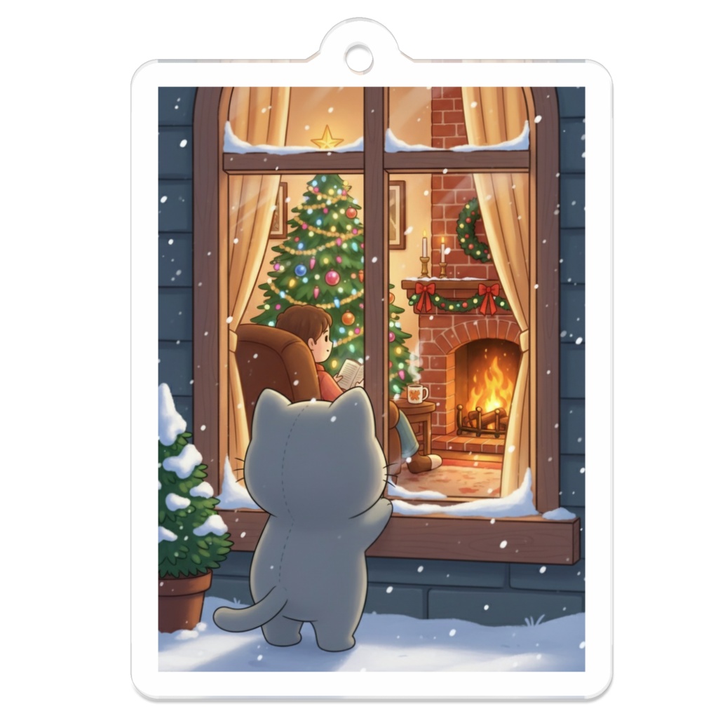 【すんたん🍀】 ぬいぐるみのようなねこのアクリルキーホルダー