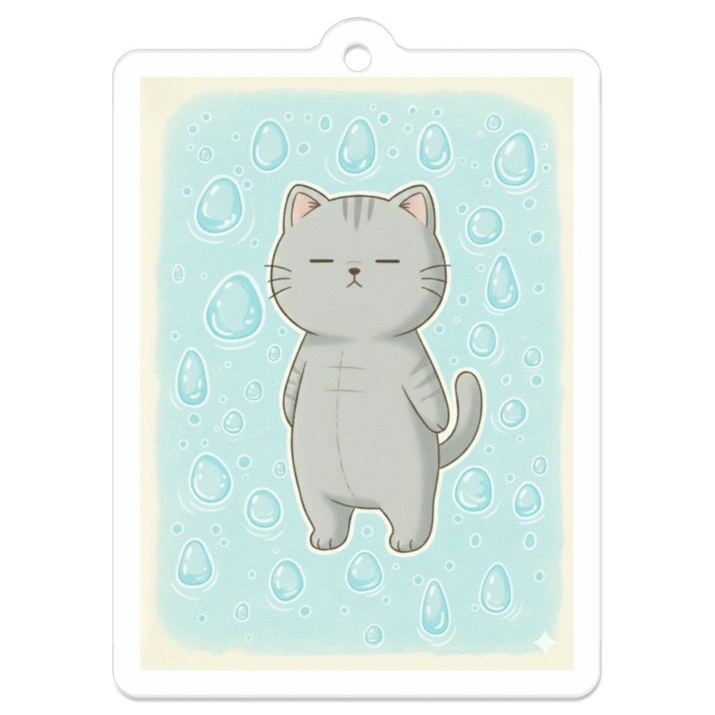 【すんたん🍀】 ぬいぐるみのようなねこのアクリルキーホルダー