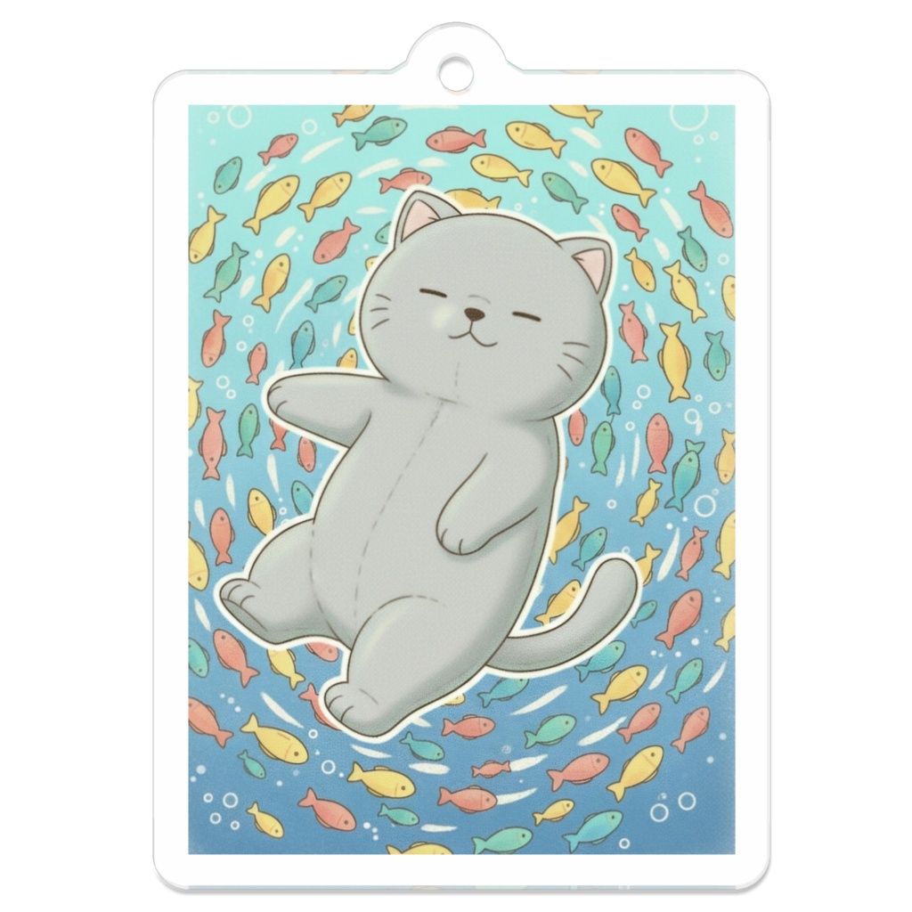 【すんたん🍀】 ぬいぐるみのようなねこのアクリルキーホルダー