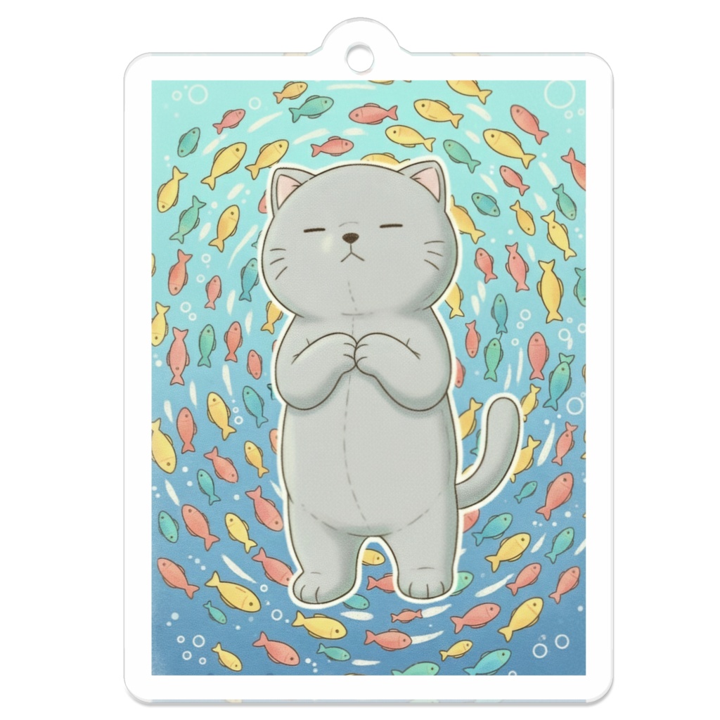 【すんたん🍀】 ぬいぐるみのようなねこのアクリルキーホルダー