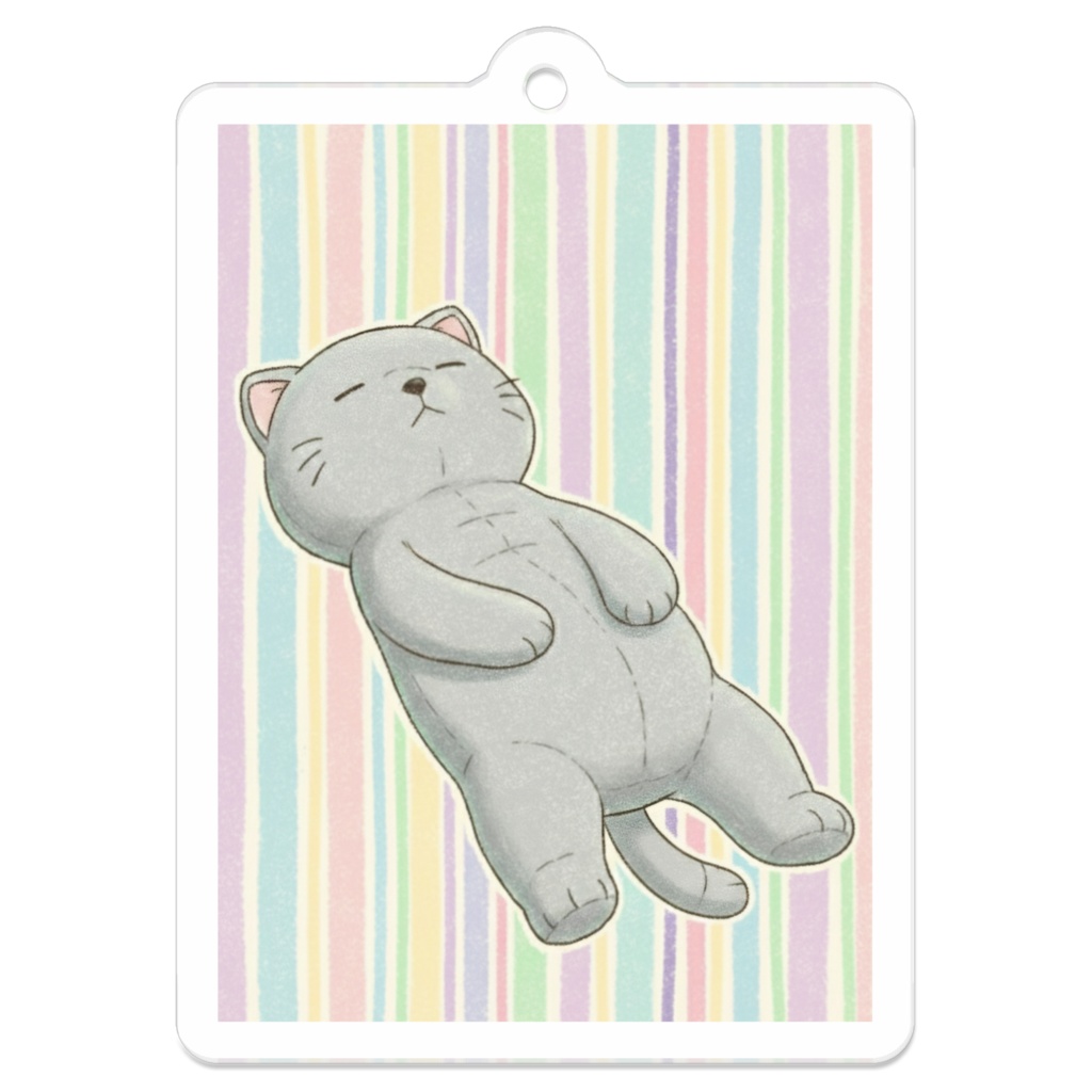 【すんたん🍀】 ぬいぐるみのようなねこのアクリルキーホルダー
