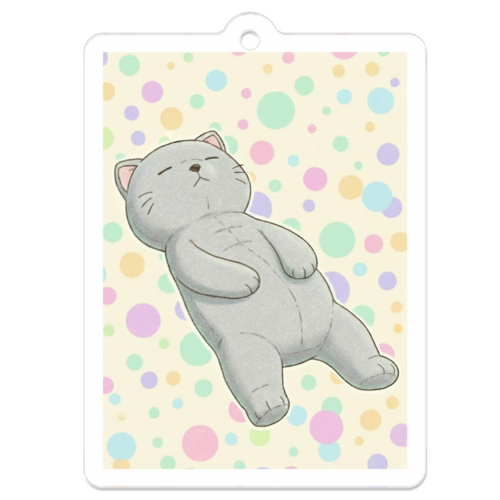 【すんたん🍀】 ぬいぐるみのようなねこのアクリルキーホルダー