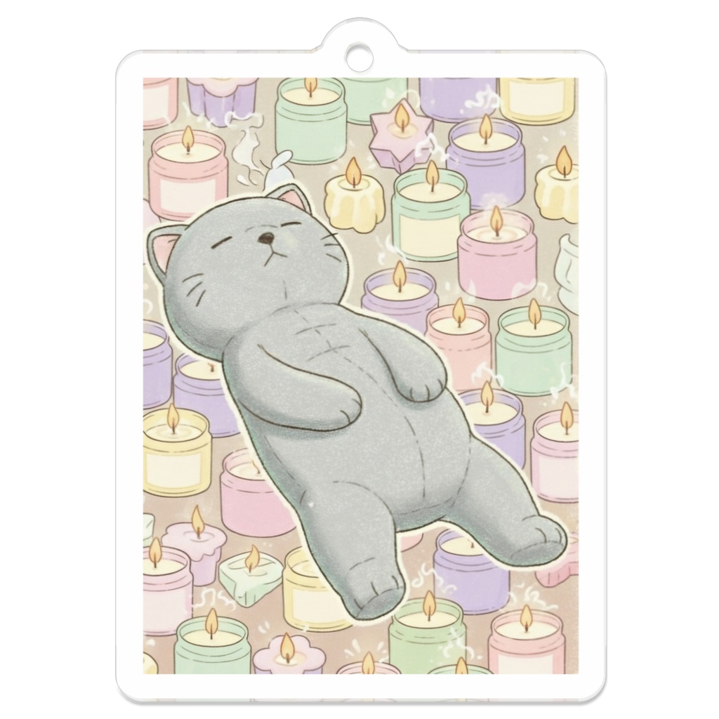 【すんたん🍀】 ぬいぐるみのようなねこのアクリルキーホルダー