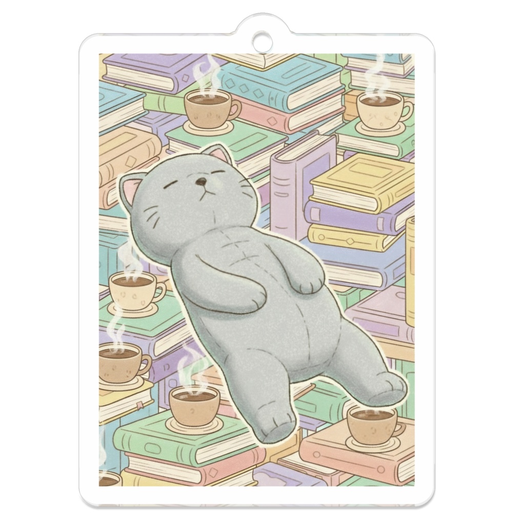 【すんたん🍀】 ぬいぐるみのようなねこのアクリルキーホルダー