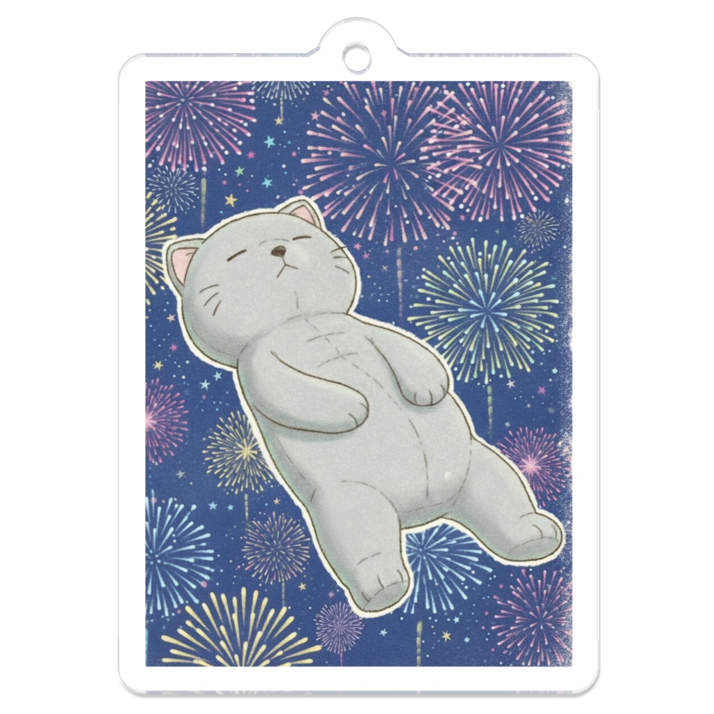 【すんたん🍀】 ぬいぐるみのようなねこのアクリルキーホルダー