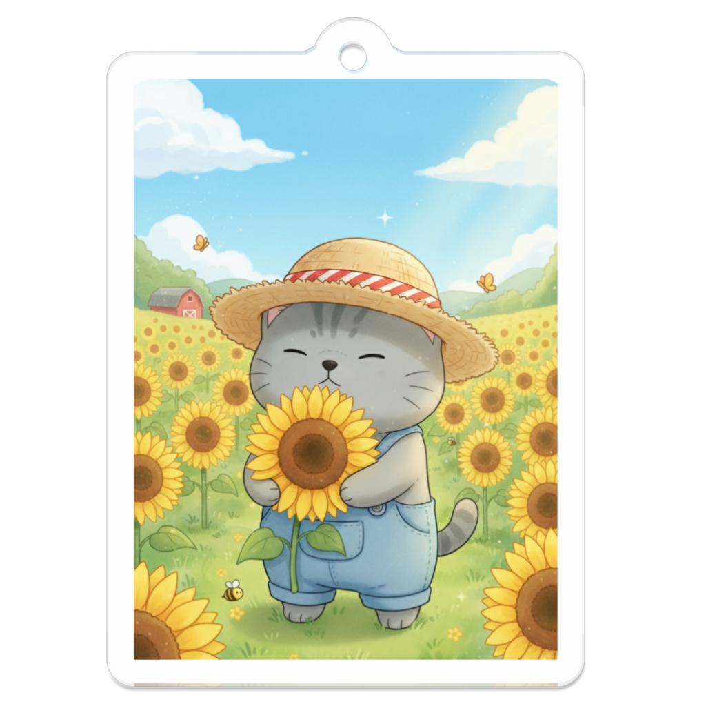 【すんたん🍀】 ぬいぐるみのようなねこのアクリルキーホルダー