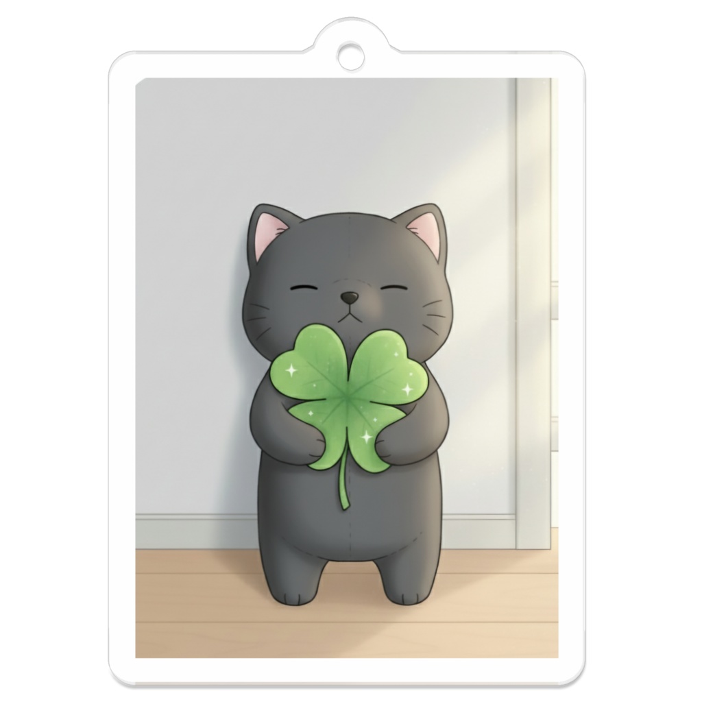 【すんたん🍀】 ぬいぐるみのようなねこのアクリルキーホルダー