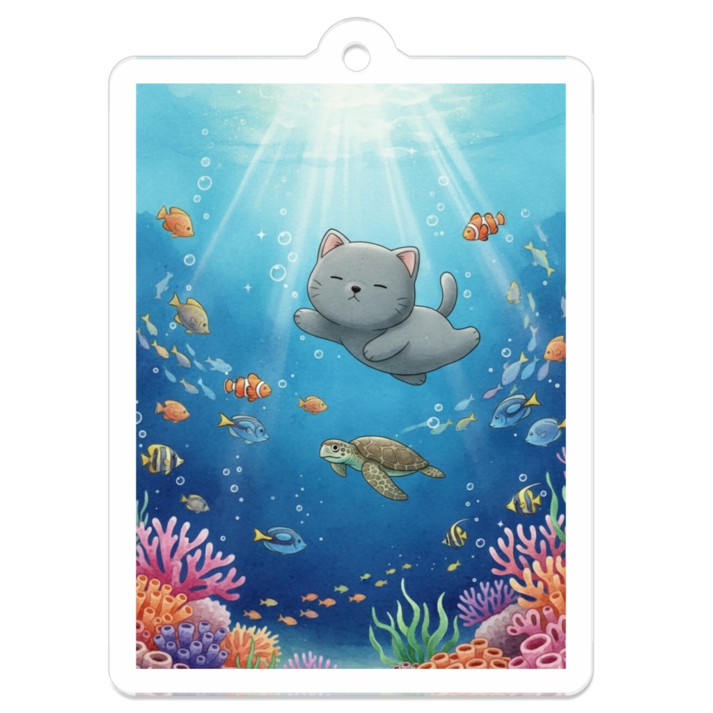 【すんたん🍀】 ぬいぐるみのようなねこのアクリルキーホルダー