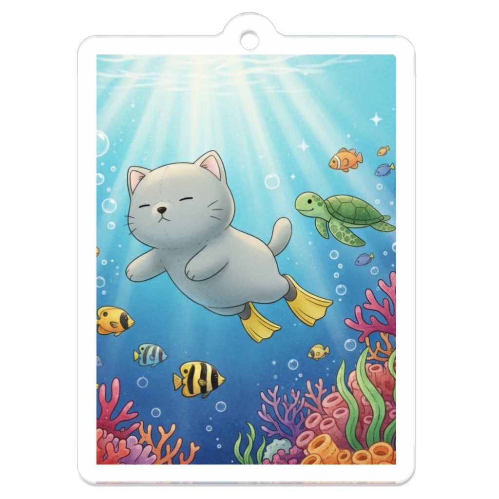 【すんたん🍀】 ぬいぐるみのようなねこのアクリルキーホルダー