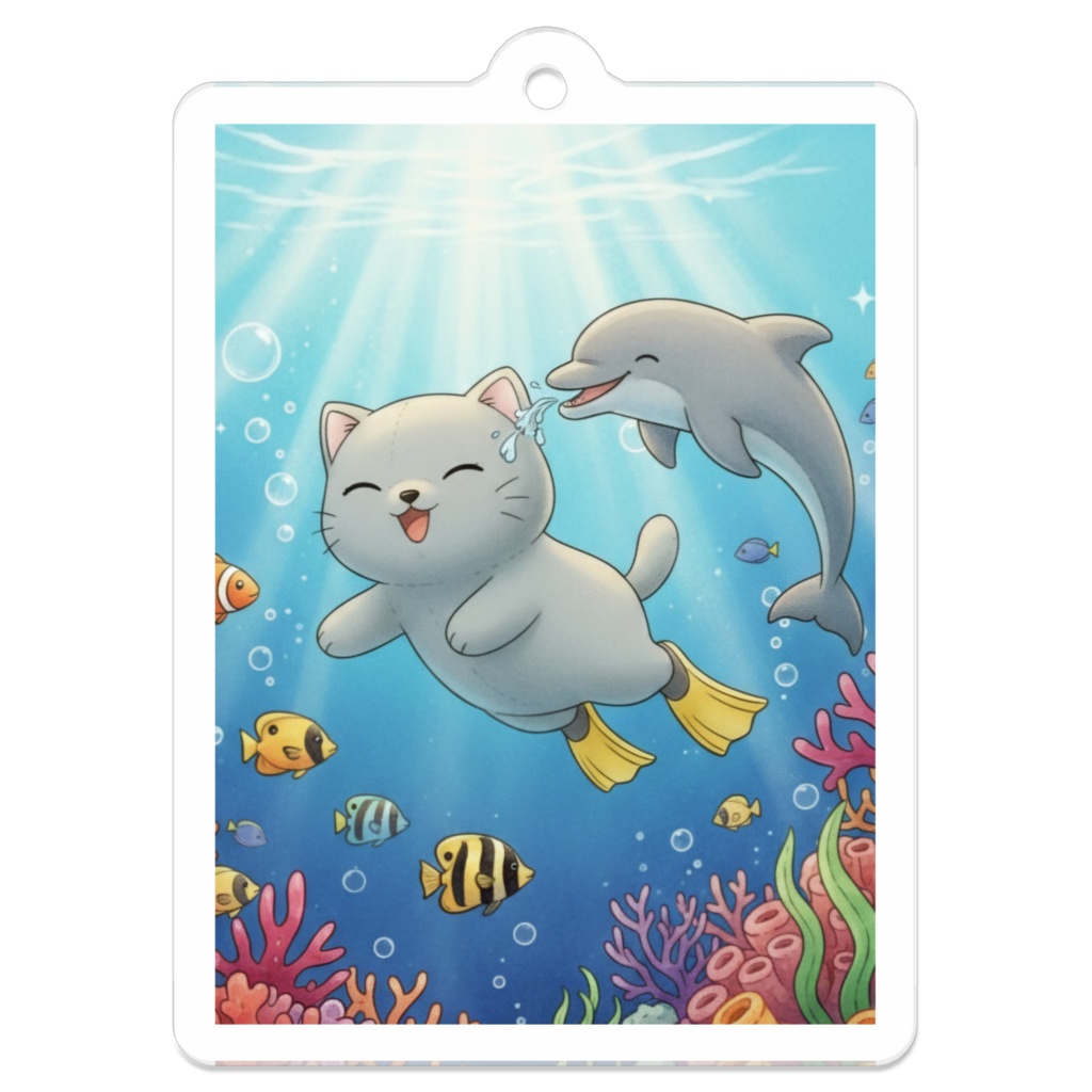 【すんたん🍀】 ぬいぐるみのようなねこのアクリルキーホルダー