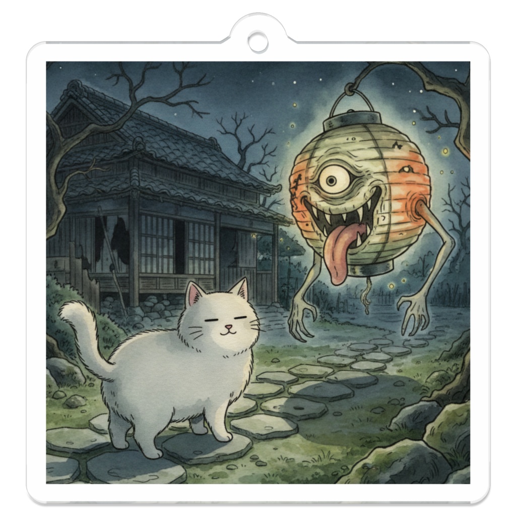 【すんたん🍀】 ぬいぐるみのようなねこのアクリルキーホルダー