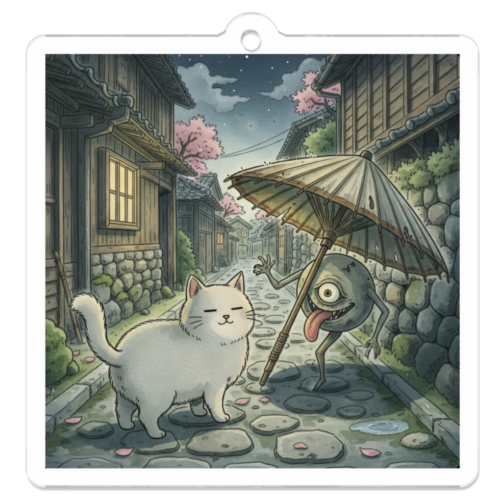 【すんたん🍀】 ぬいぐるみのようなねこのアクリルキーホルダー