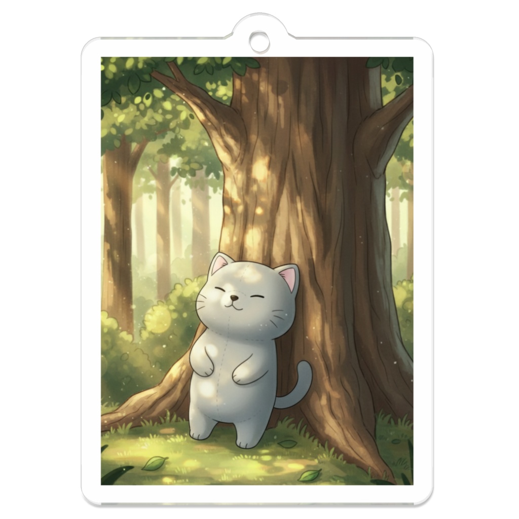 【すんたん🍀】 ぬいぐるみのようなねこのアクリルキーホルダー