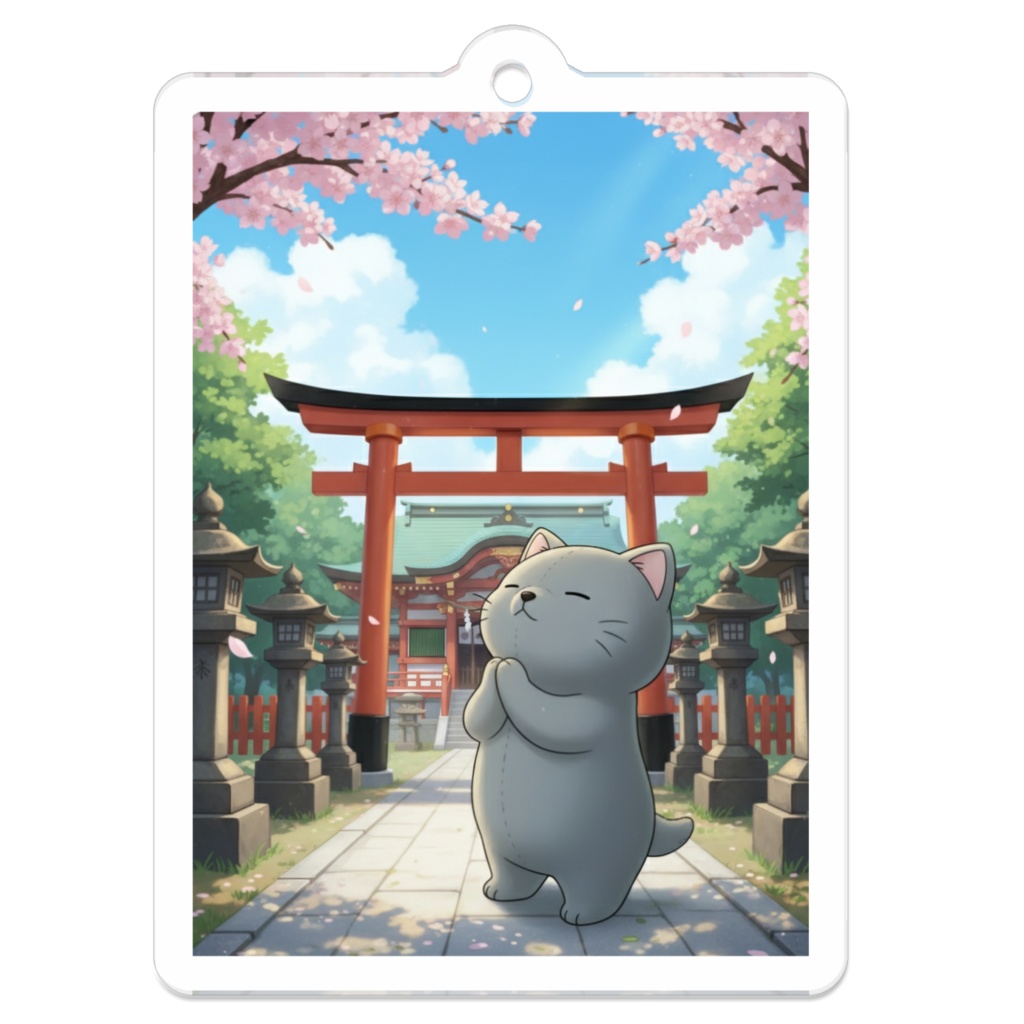 【すんたん🍀】 ぬいぐるみのようなねこのアクリルキーホルダー