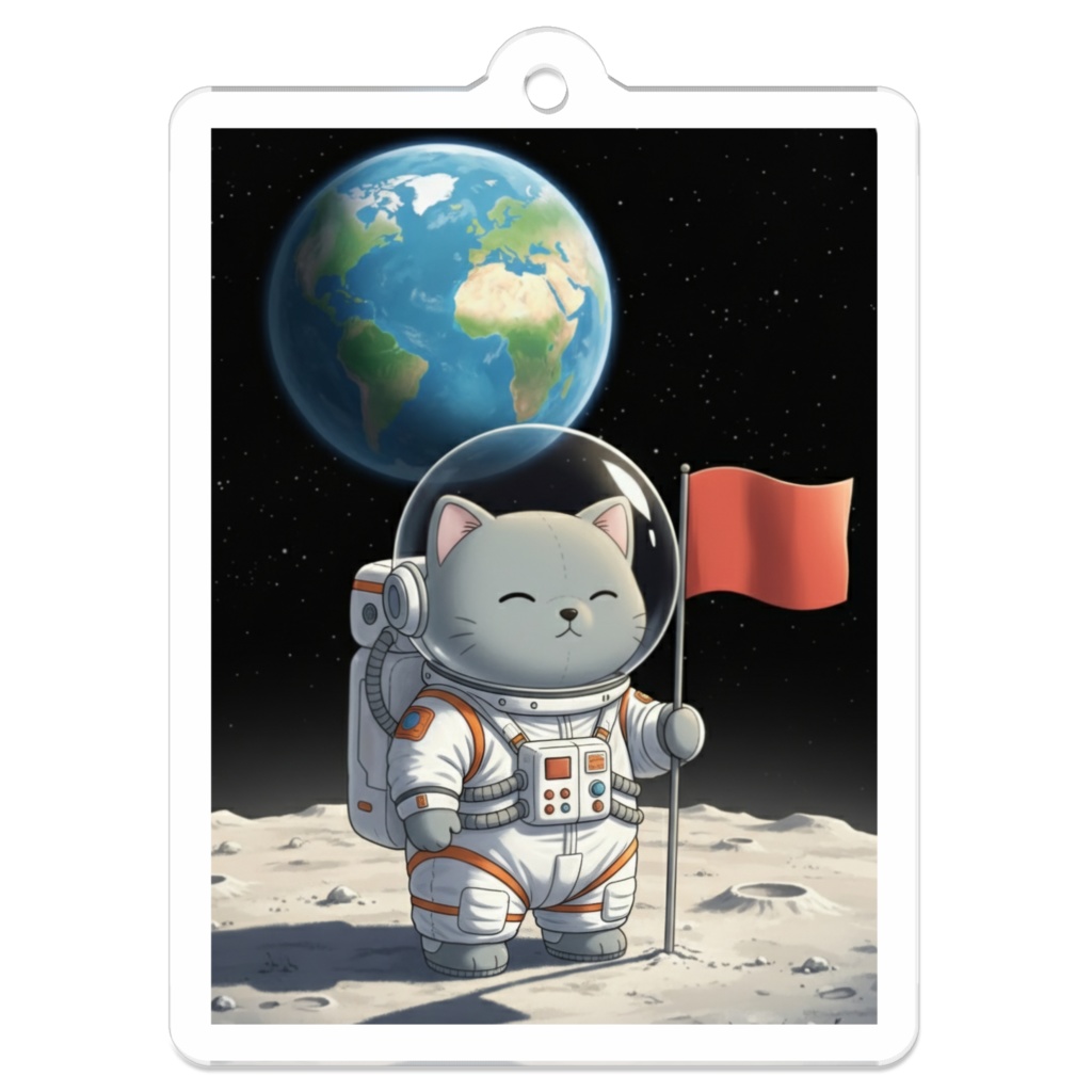 【すんたん🍀】 ぬいぐるみのようなねこのアクリルキーホルダー