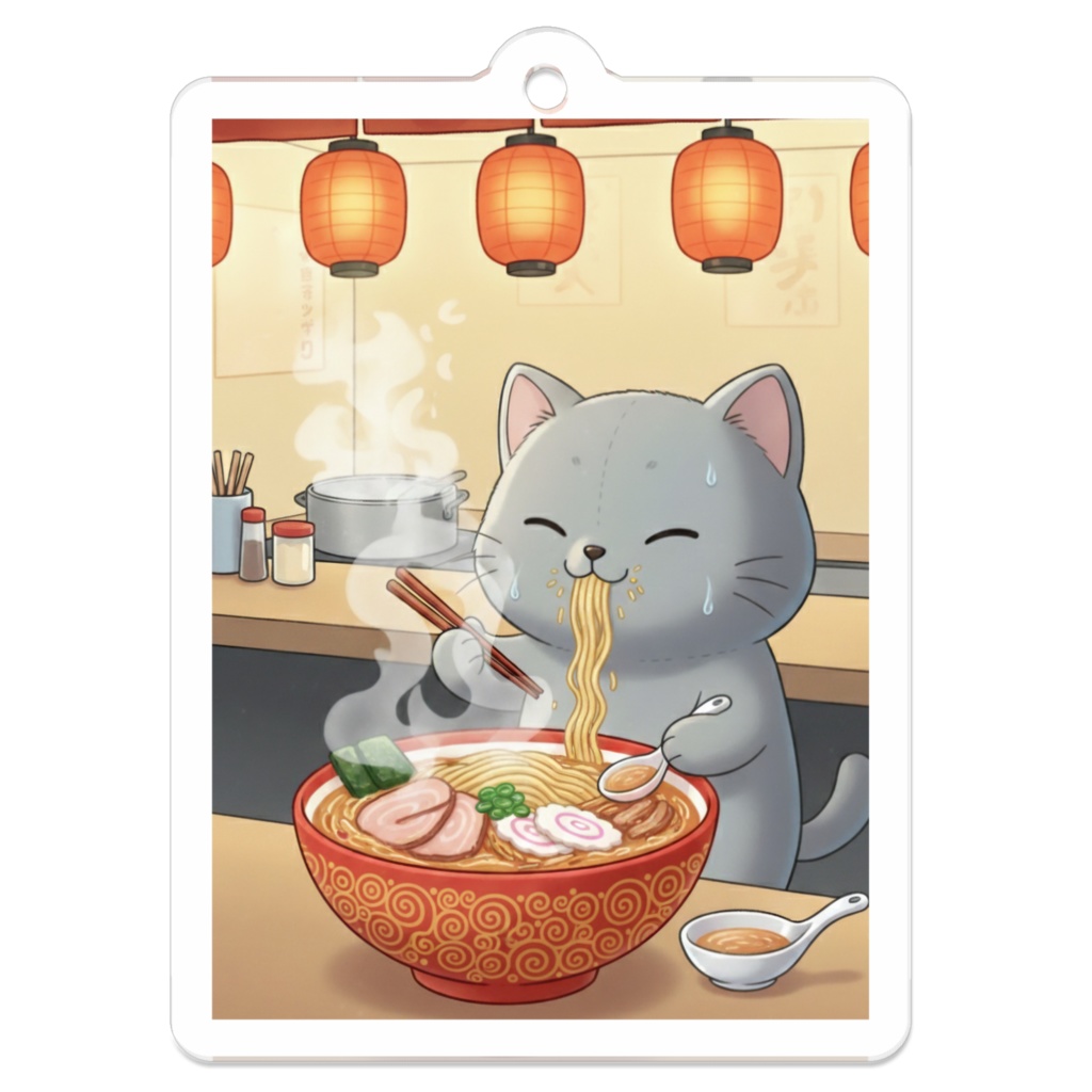 【すんたん🍀】 ぬいぐるみのようなねこのアクリルキーホルダー