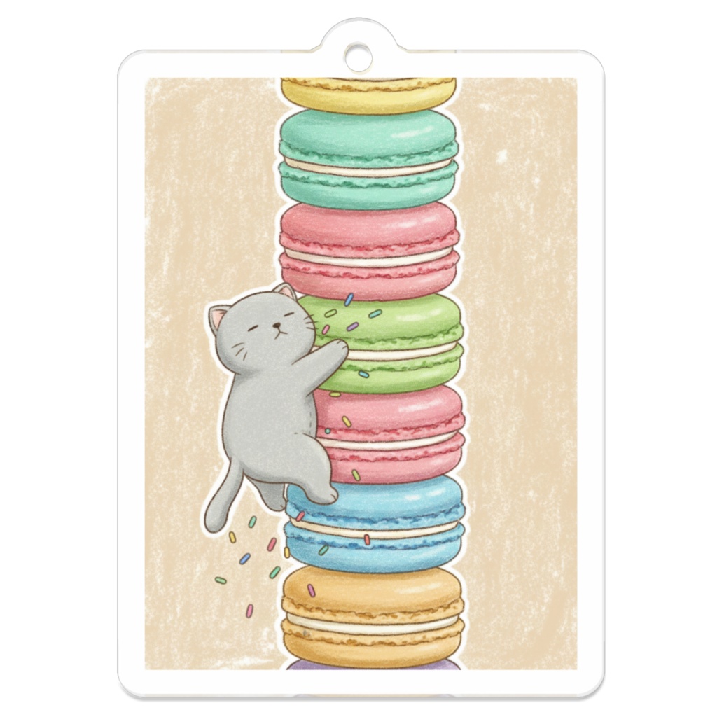 【すんたん🍀】 ぬいぐるみのようなねこのアクリルキーホルダー