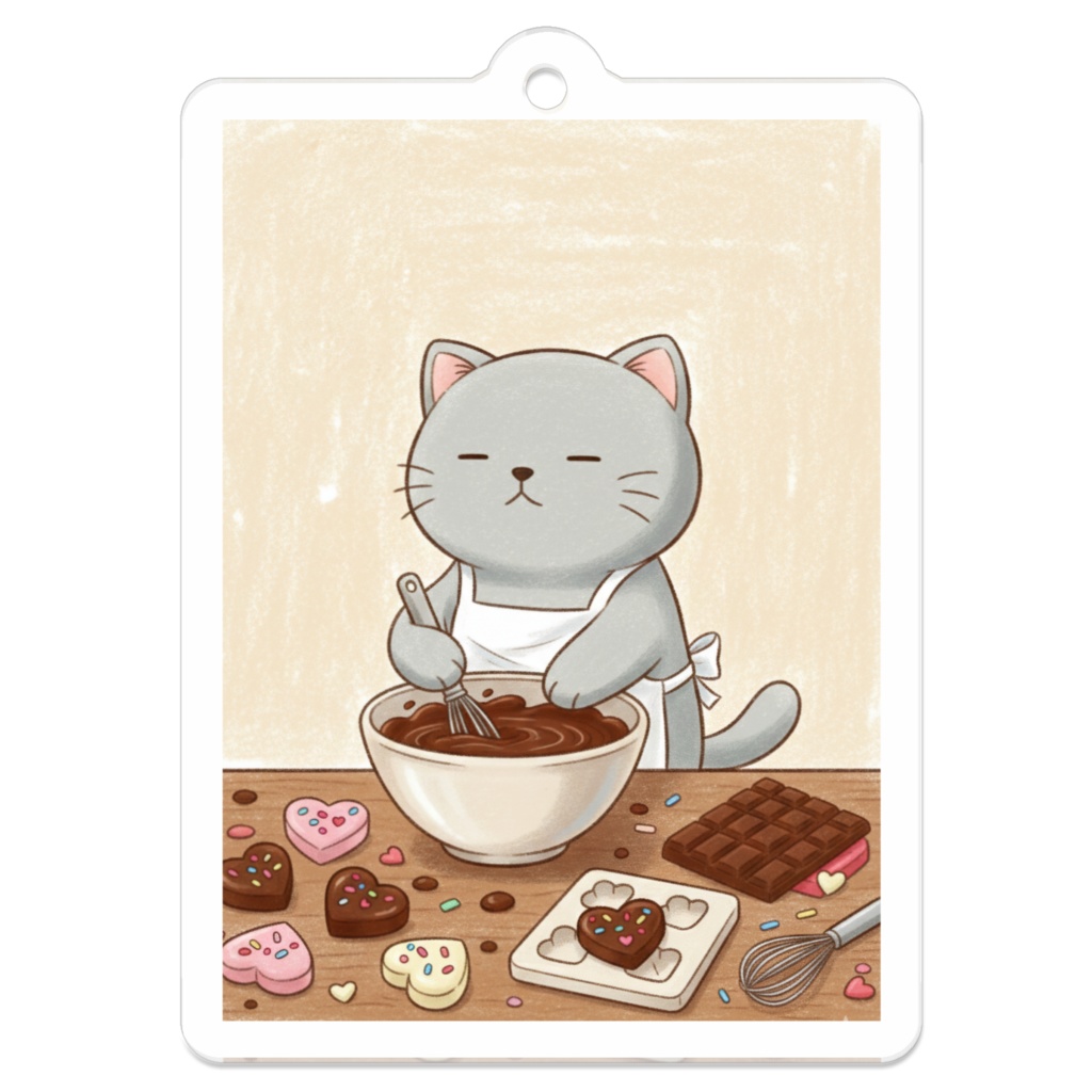 【すんたん🍀】 ぬいぐるみのようなねこのアクリルキーホルダー