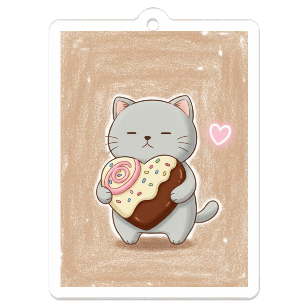 【すんたん🍀】 ぬいぐるみのようなねこのアクリルキーホルダー