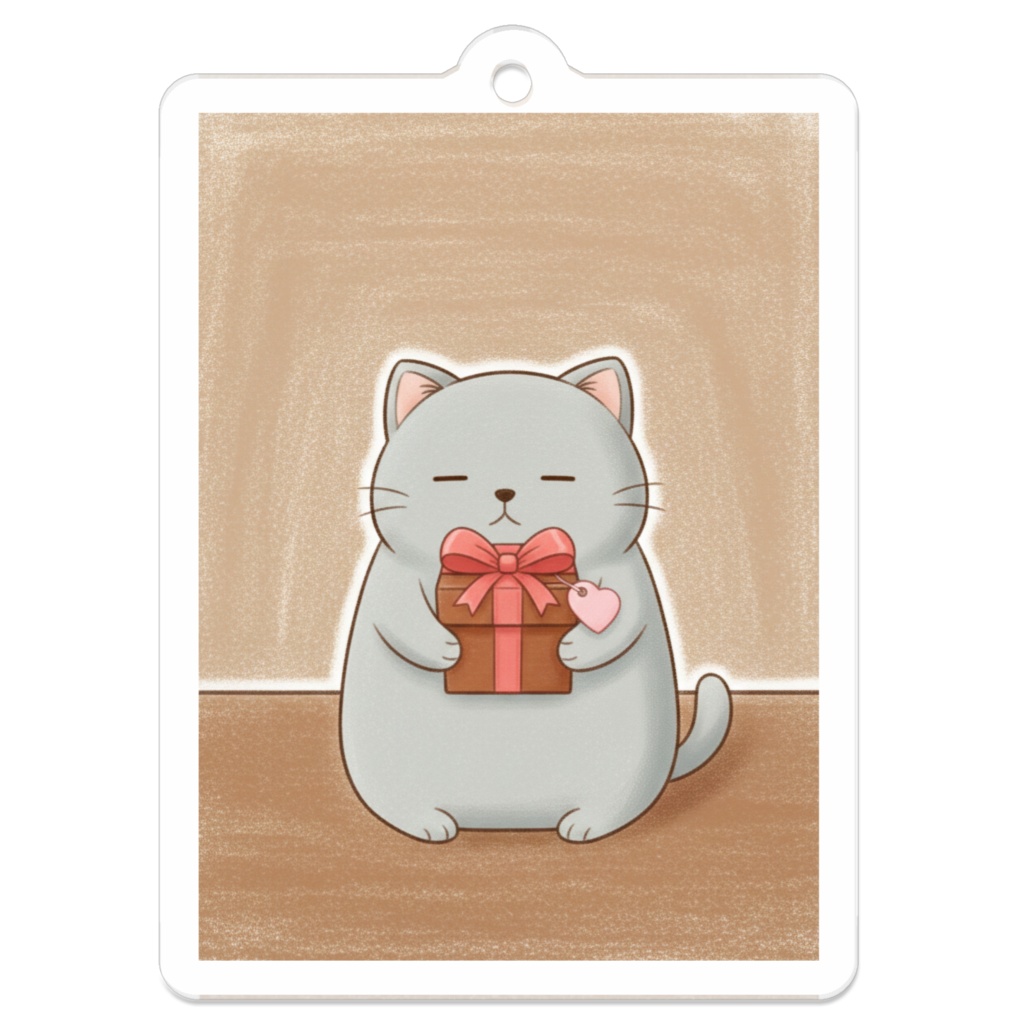 【すんたん🍀】 ぬいぐるみのようなねこのアクリルキーホルダー