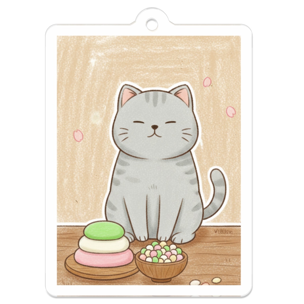 【すんたん🍀】 ぬいぐるみのようなねこのアクリルキーホルダー