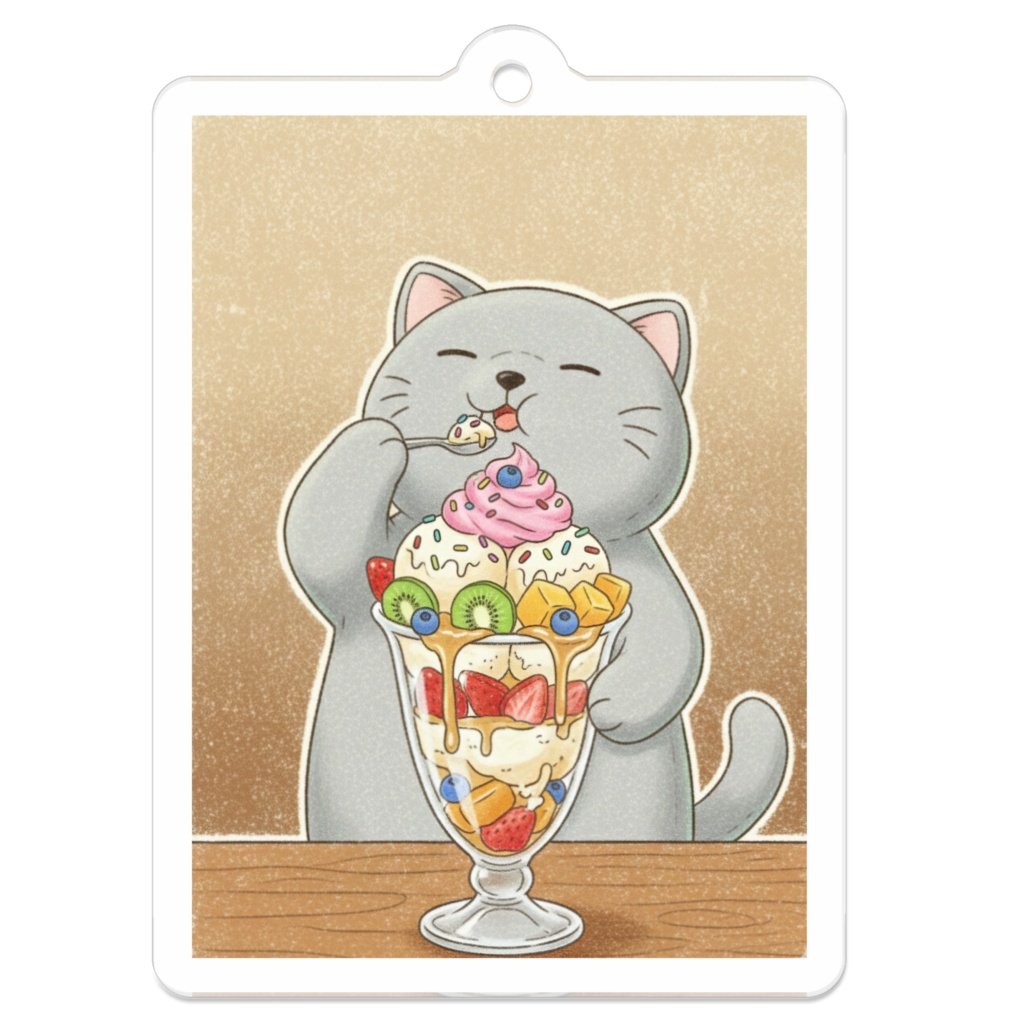 【すんたん🍀】 ぬいぐるみのようなねこのアクリルキーホルダー