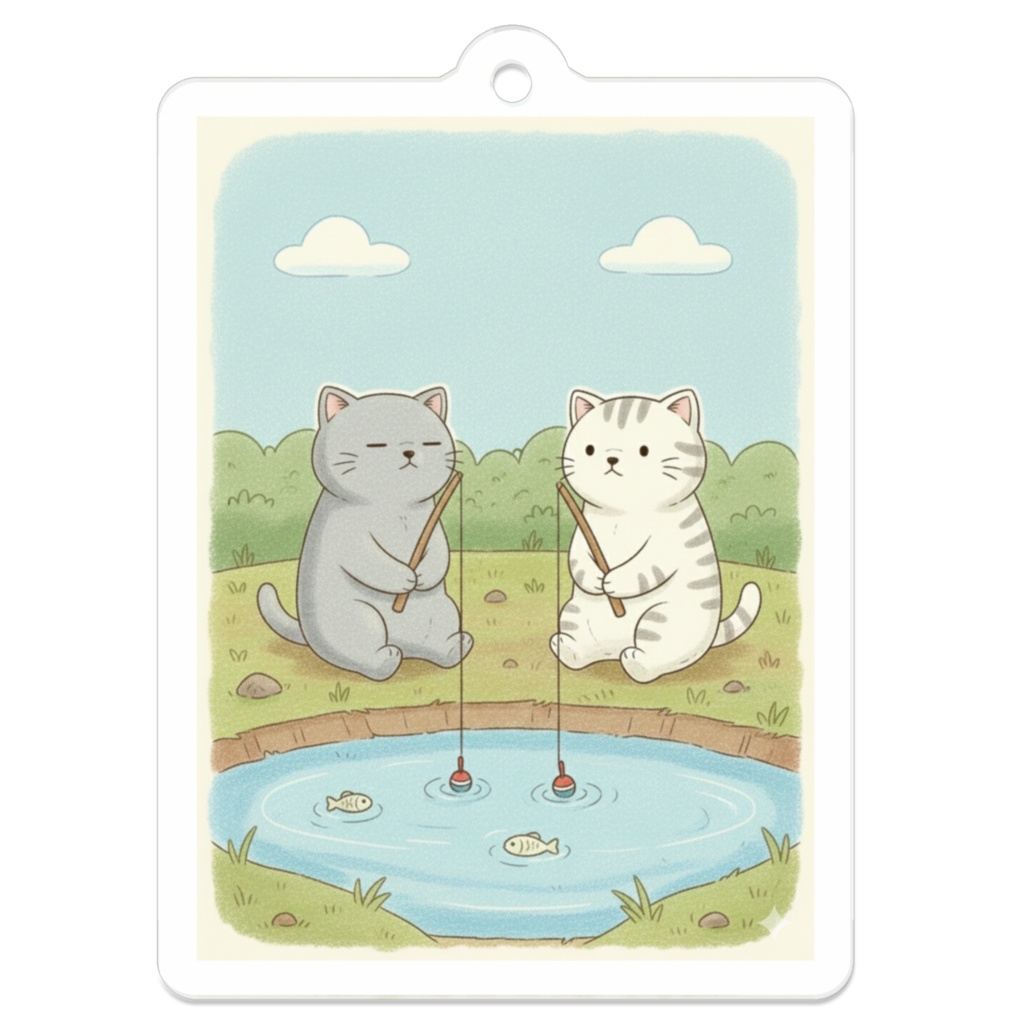 【すんたん🍀】 ぬいぐるみのようなねこのアクリルキーホルダー