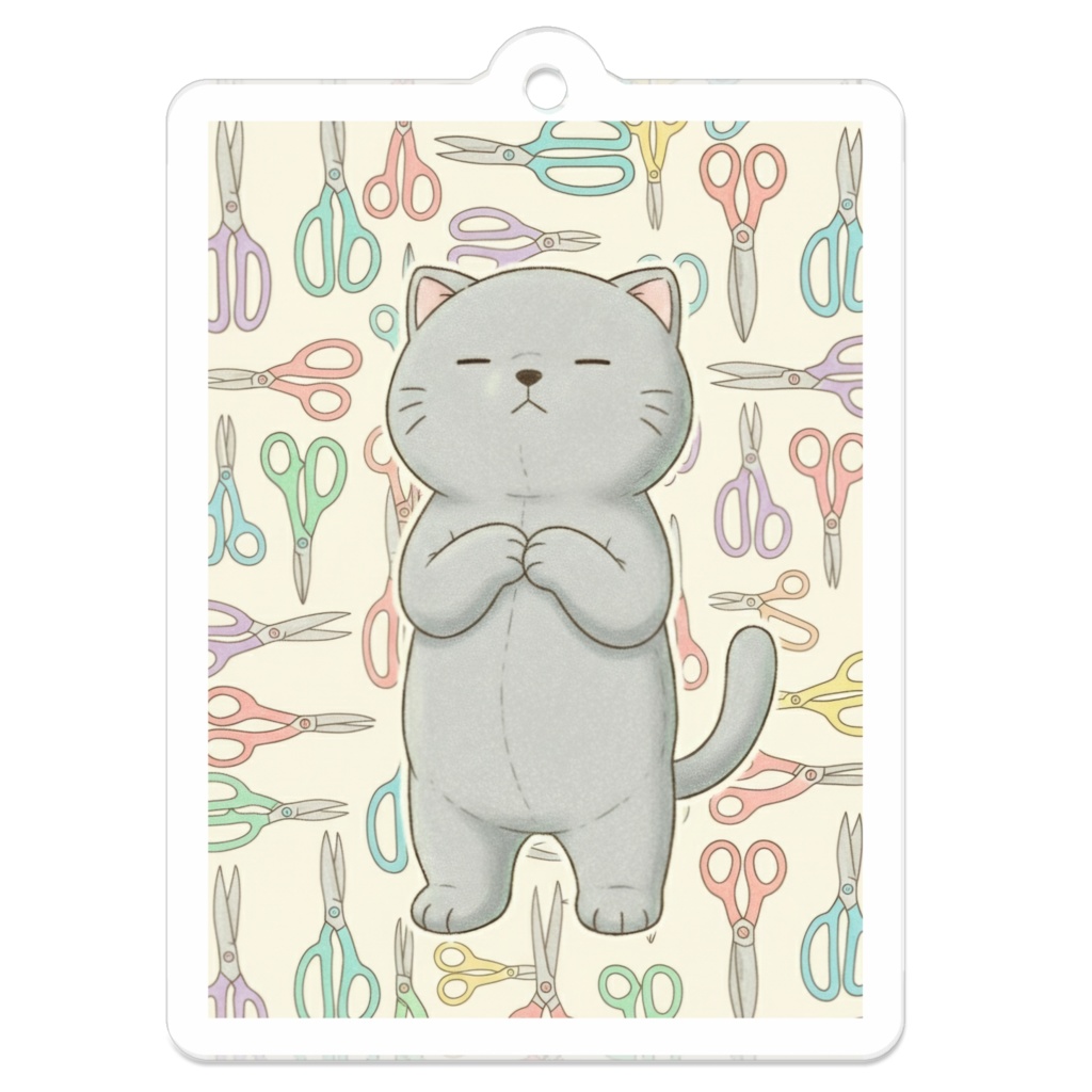 【すんたん🍀】 ぬいぐるみのようなねこのアクリルキーホルダー