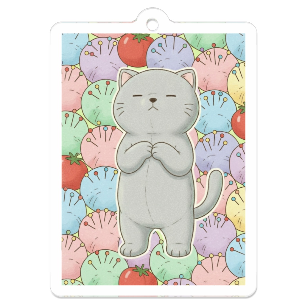 【すんたん🍀】 ぬいぐるみのようなねこのアクリルキーホルダー