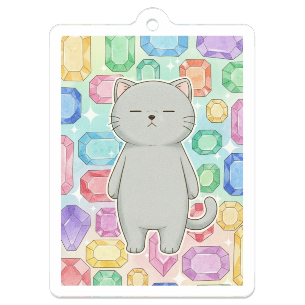 【すんたん🍀】 ぬいぐるみのようなねこのアクリルキーホルダー