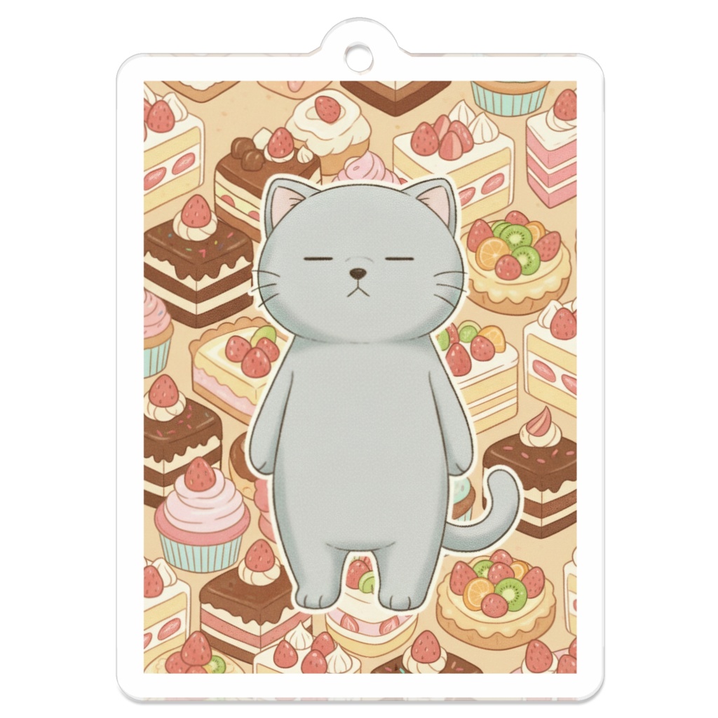 【すんたん🍀】 ぬいぐるみのようなねこのアクリルキーホルダー