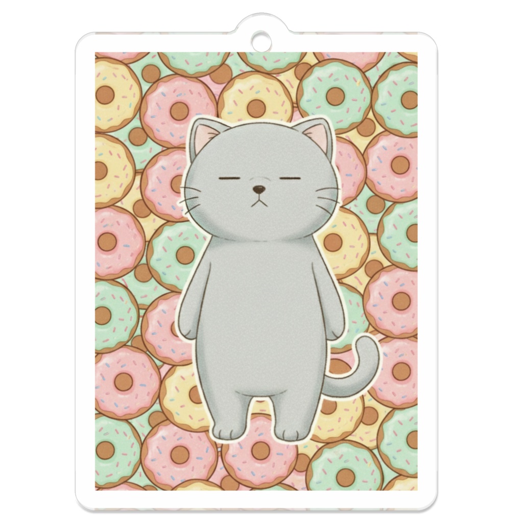 【すんたん🍀】 ぬいぐるみのようなねこのアクリルキーホルダー