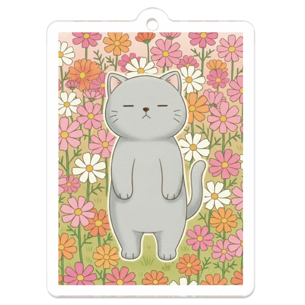【すんたん🍀】 ぬいぐるみのようなねこのアクリルキーホルダー