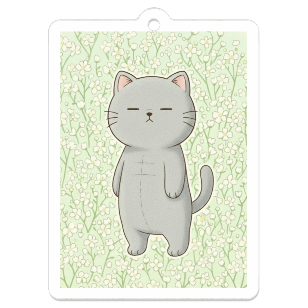 【すんたん🍀】 ぬいぐるみのようなねこのアクリルキーホルダー