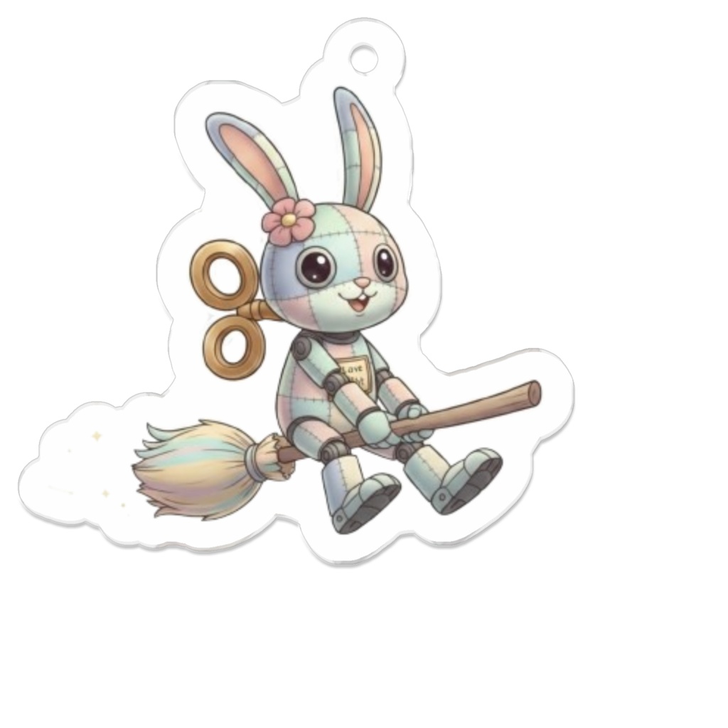 パッチ🌸】ゼンマイ⚙️仕掛けのウサギのアクリルキーホルダー
