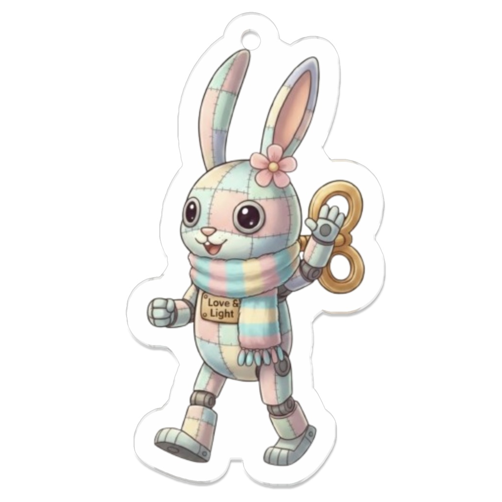 パッチ🌸】ゼンマイ⚙️仕掛けのウサギのアクリルキーホルダー