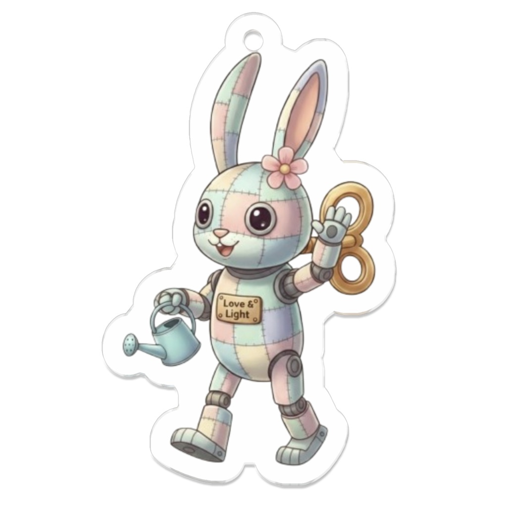 パッチ🌸】ゼンマイ⚙️仕掛けのウサギのアクリルキーホルダー