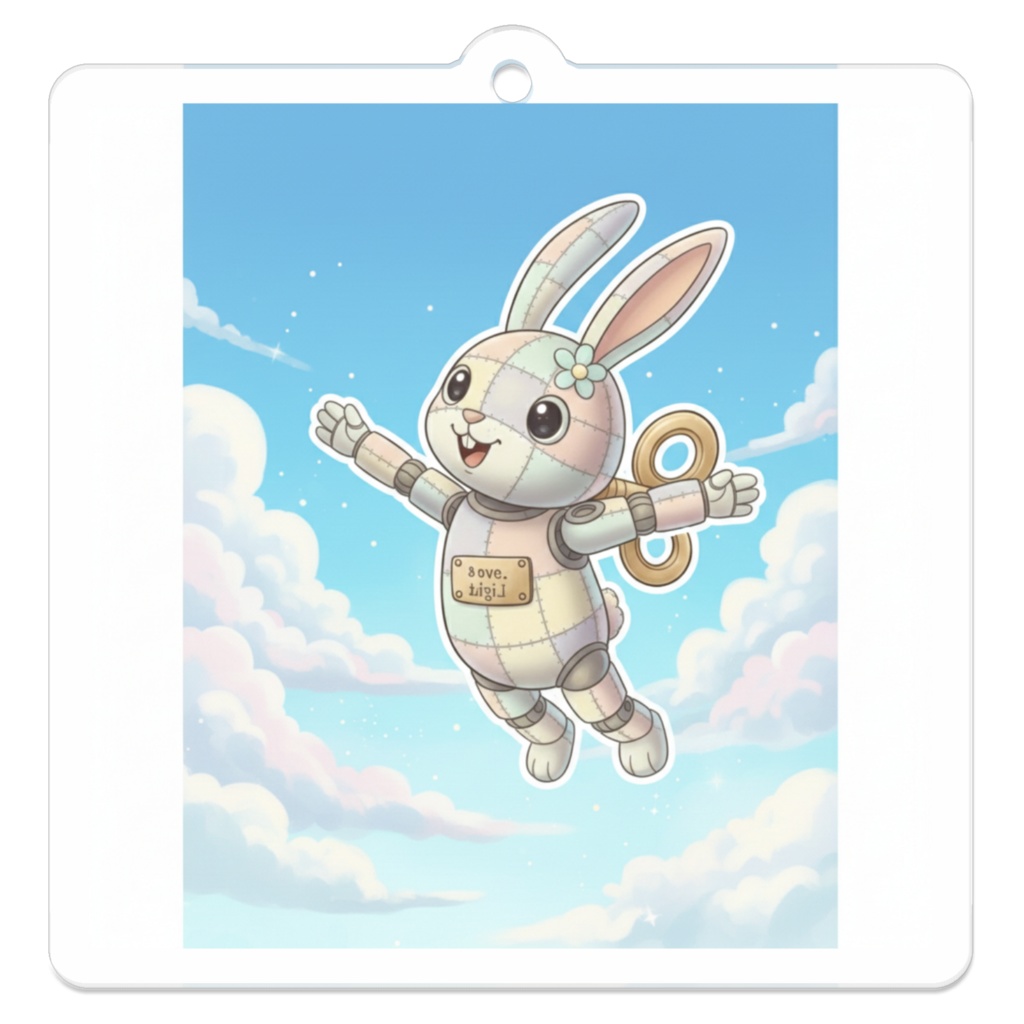 パッチ🌸】ゼンマイ⚙️仕掛けのウサギのアクリルキーホルダー