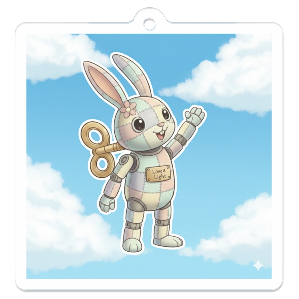 パッチ🌸】ゼンマイ⚙️仕掛けのウサギのアクリルキーホルダー
