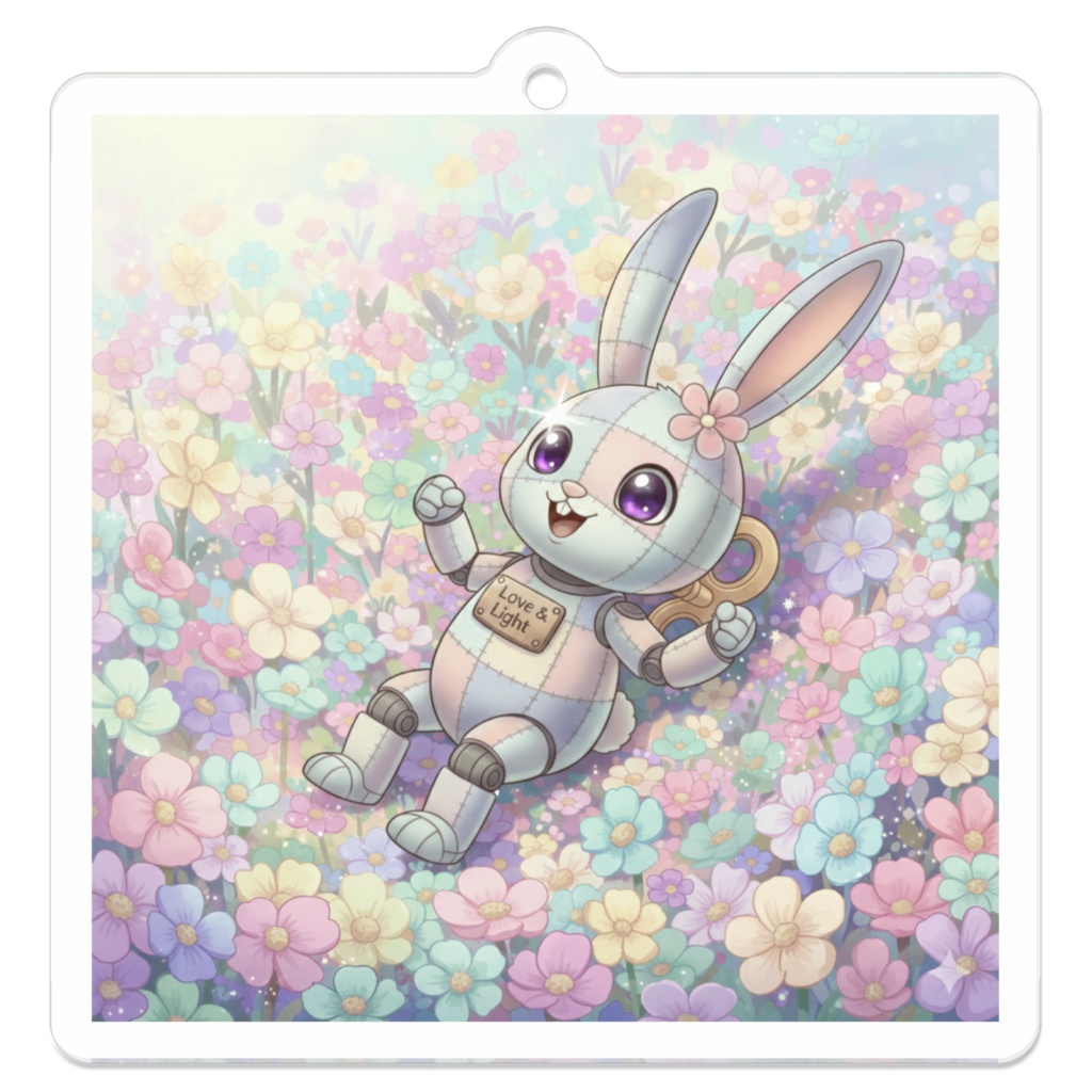 パッチ🌸】ゼンマイ⚙️仕掛けのウサギのアクリルキーホルダー