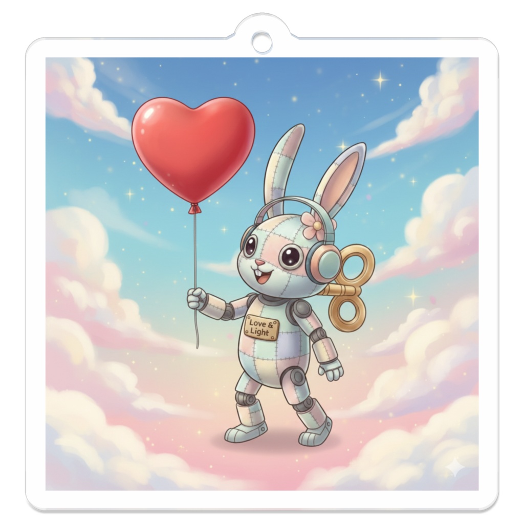 パッチ🌸】ゼンマイ⚙️仕掛けのウサギのアクリルキーホルダー