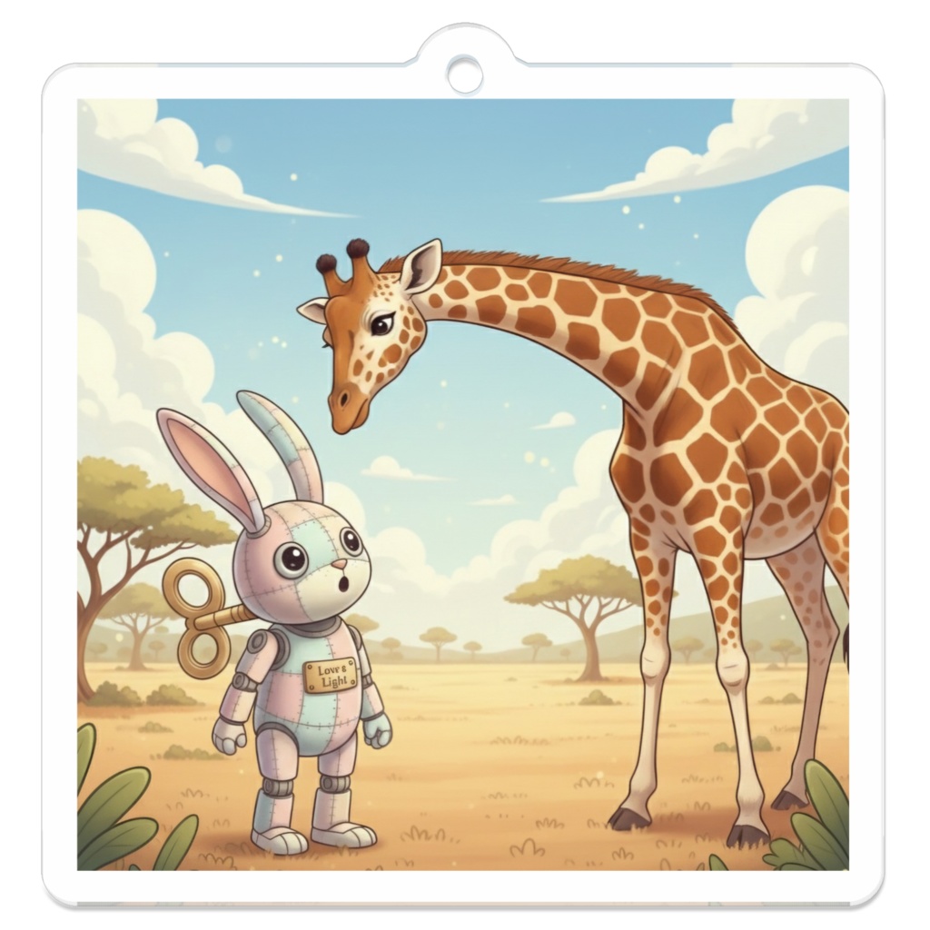 パッチ🌸】ゼンマイ⚙️仕掛けのウサギのアクリルキーホルダー